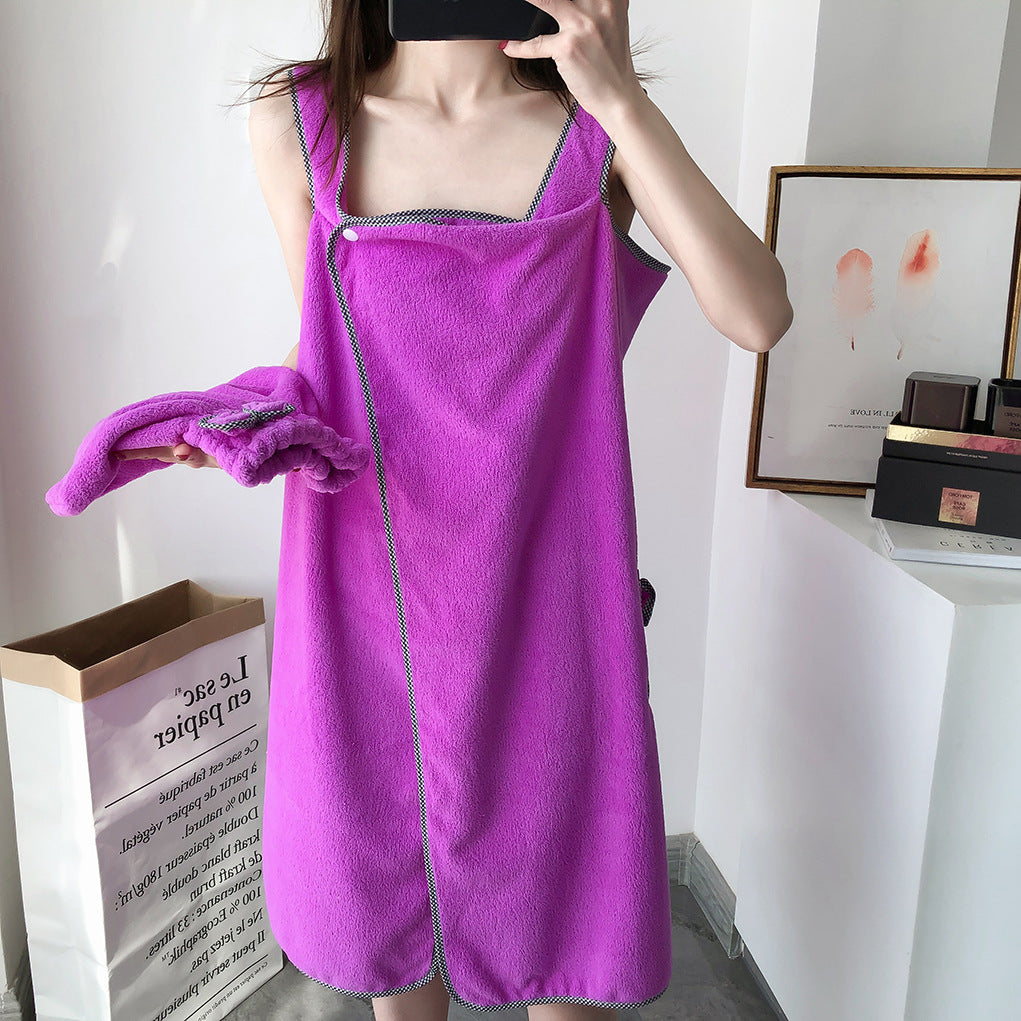 Thickened Ladies Tube Top Sling Magic Bath Towel Adult Beach Towel Shower Cap Set