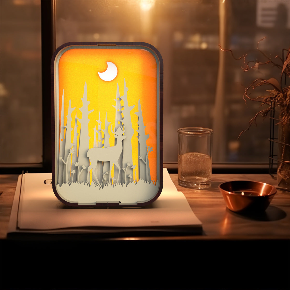 Woodcarving Light Creative Minimalist Bedside Night Light
