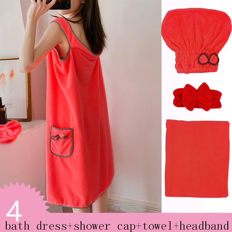 Thickened Ladies Tube Top Sling Magic Bath Towel Adult Beach Towel Shower Cap Set
