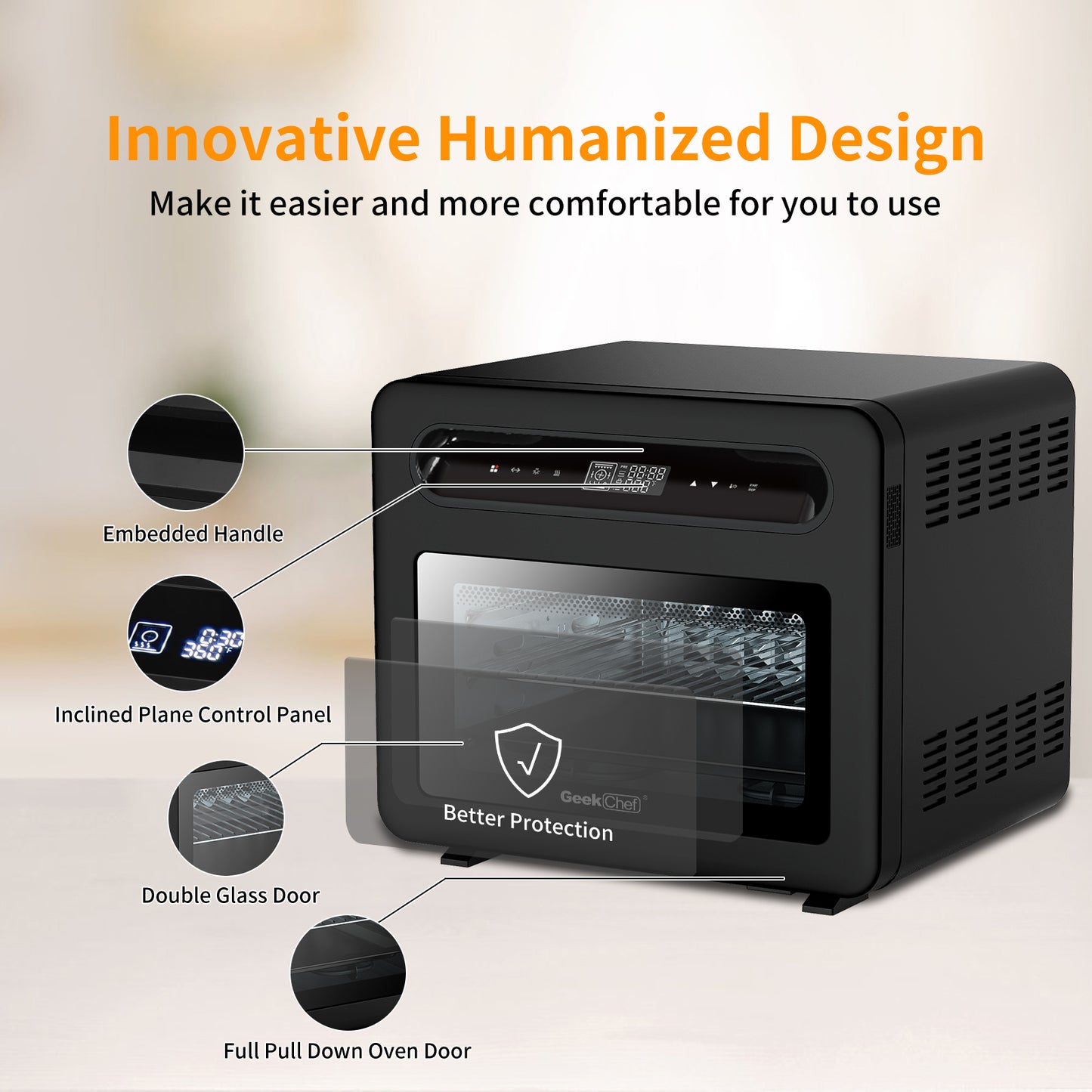 Air Fryer Toast Oven Combo Steam Convection Oven Countertop
