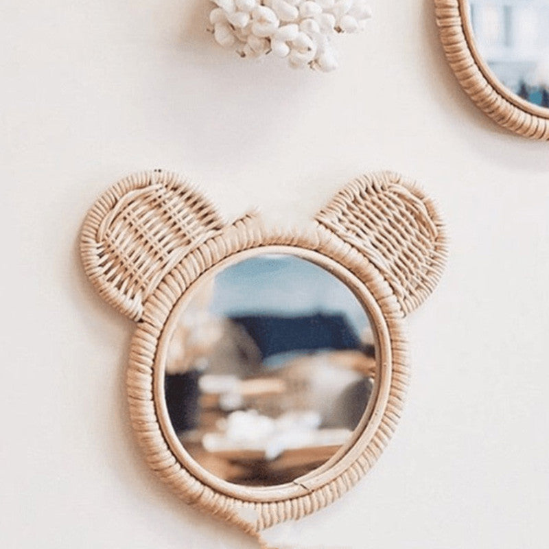 Retro Style Handmade Rattan Mirror Bedroom Home