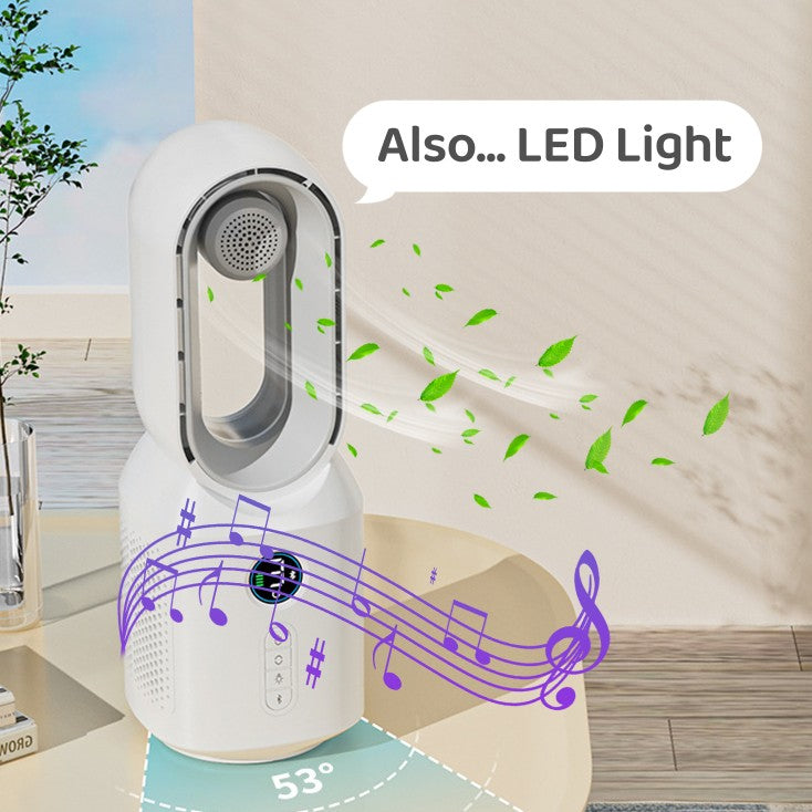 New Multi-functional Bladeless Fan Bluetooth Speaker LED Night Light
