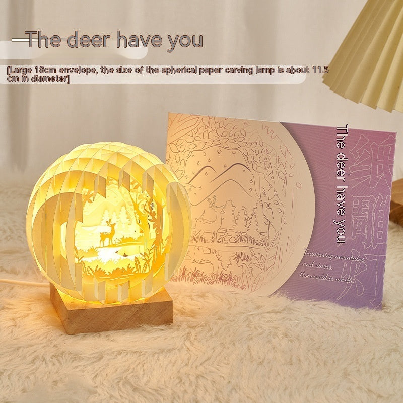 Paper Carving Creative Three-dimensional Small Night Lamp