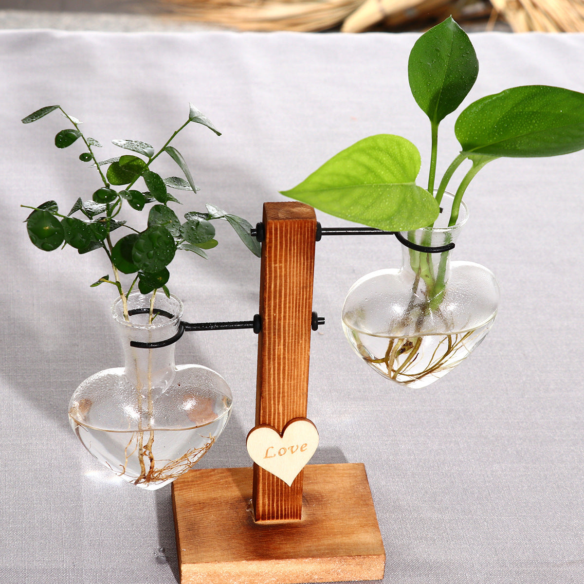 Love Heart Shape Clear Glass Hydroponic Flower Vase