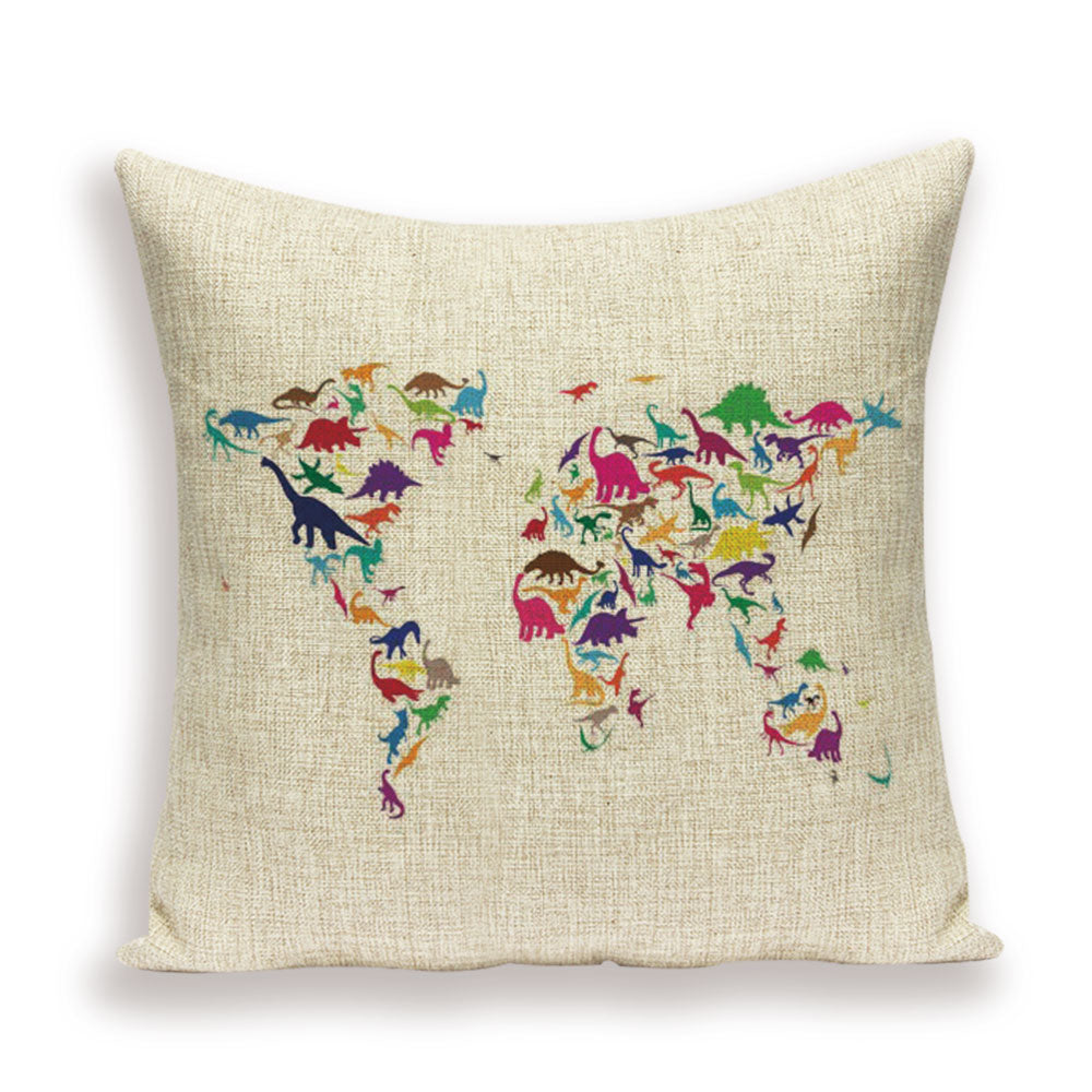 New Retro Toss Pillow Case European World Map Cushion Cover Seat