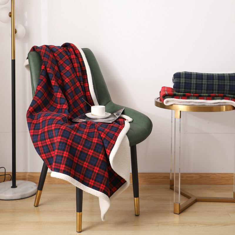 Blanket Lambswool Plaid Plain Cover Nap Blanket