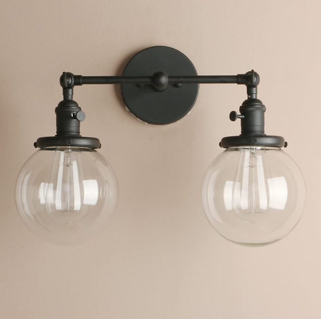 Ancient Mirror Front Lamp Spherical Glass Bedroom