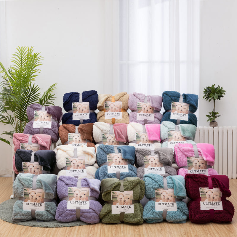 Double Layer Thicken Cashmere Winter Home Blanket Sherpa Plaid