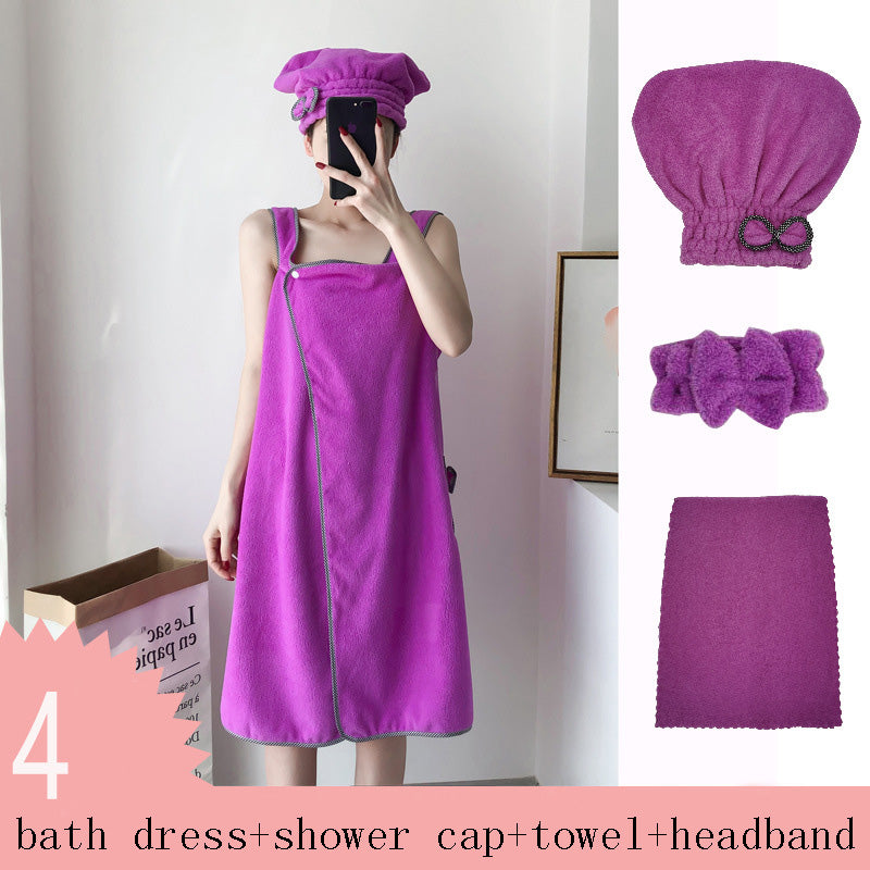 Thickened Ladies Tube Top Sling Magic Bath Towel Adult Beach Towel Shower Cap Set