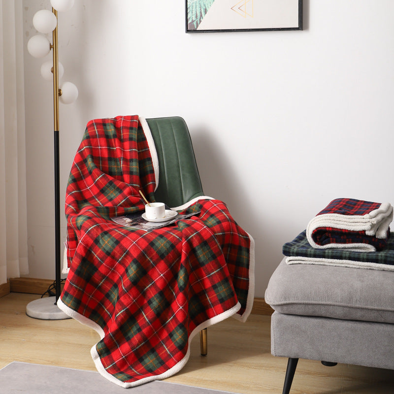 Blanket Lambswool Plaid Plain Cover Nap Blanket