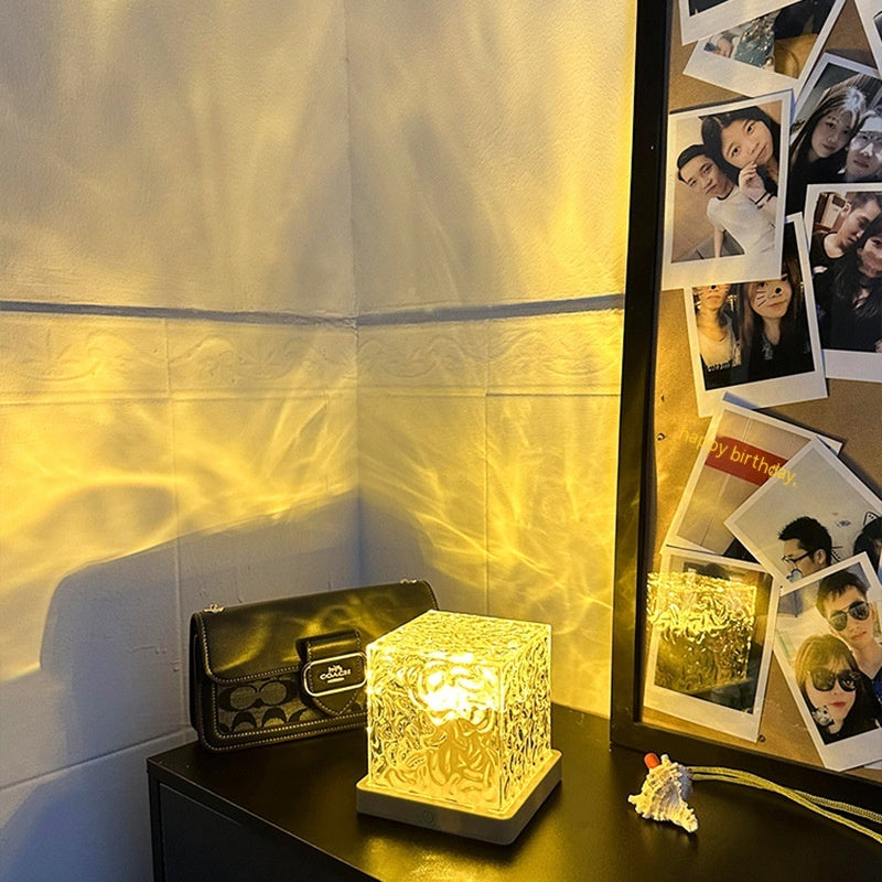 LED Water Ripple Ambient Night Light USB Rotating Projection Crystal