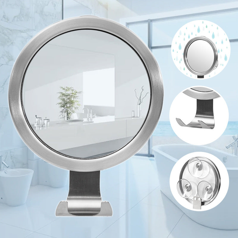 Bathroom Suction Cup Anti Fog Aluminum Alloy Hook Round Mirror
