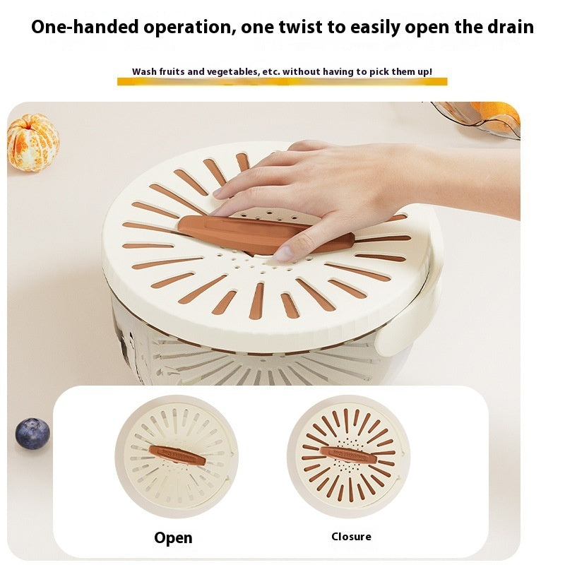 Draining Basket With Lid Kitchen Fruit Washing Kitchen Gadgets
