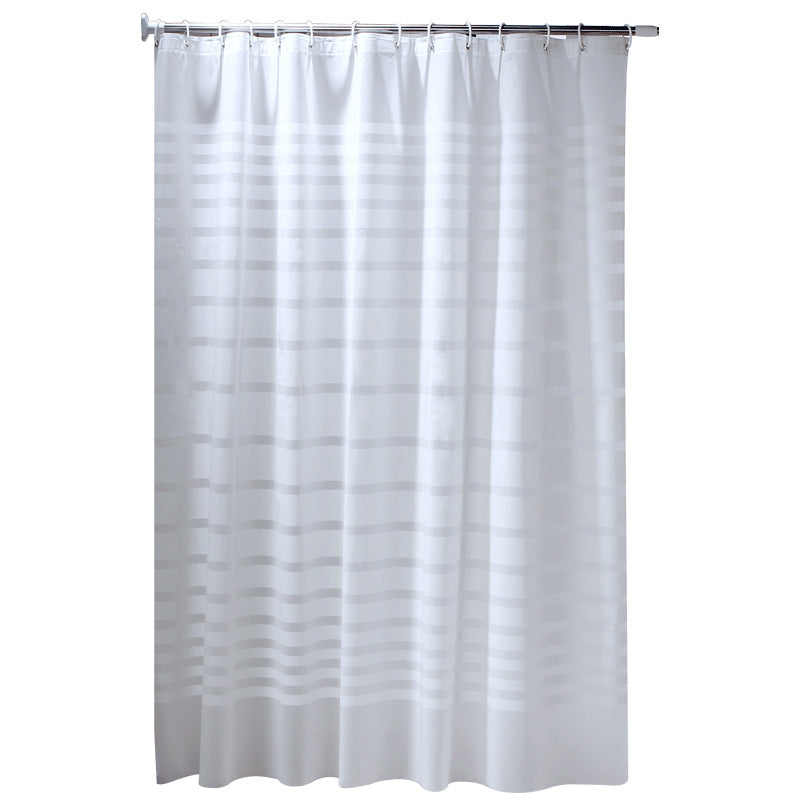 White Striped Waterproof Bathroom Door Curtains
