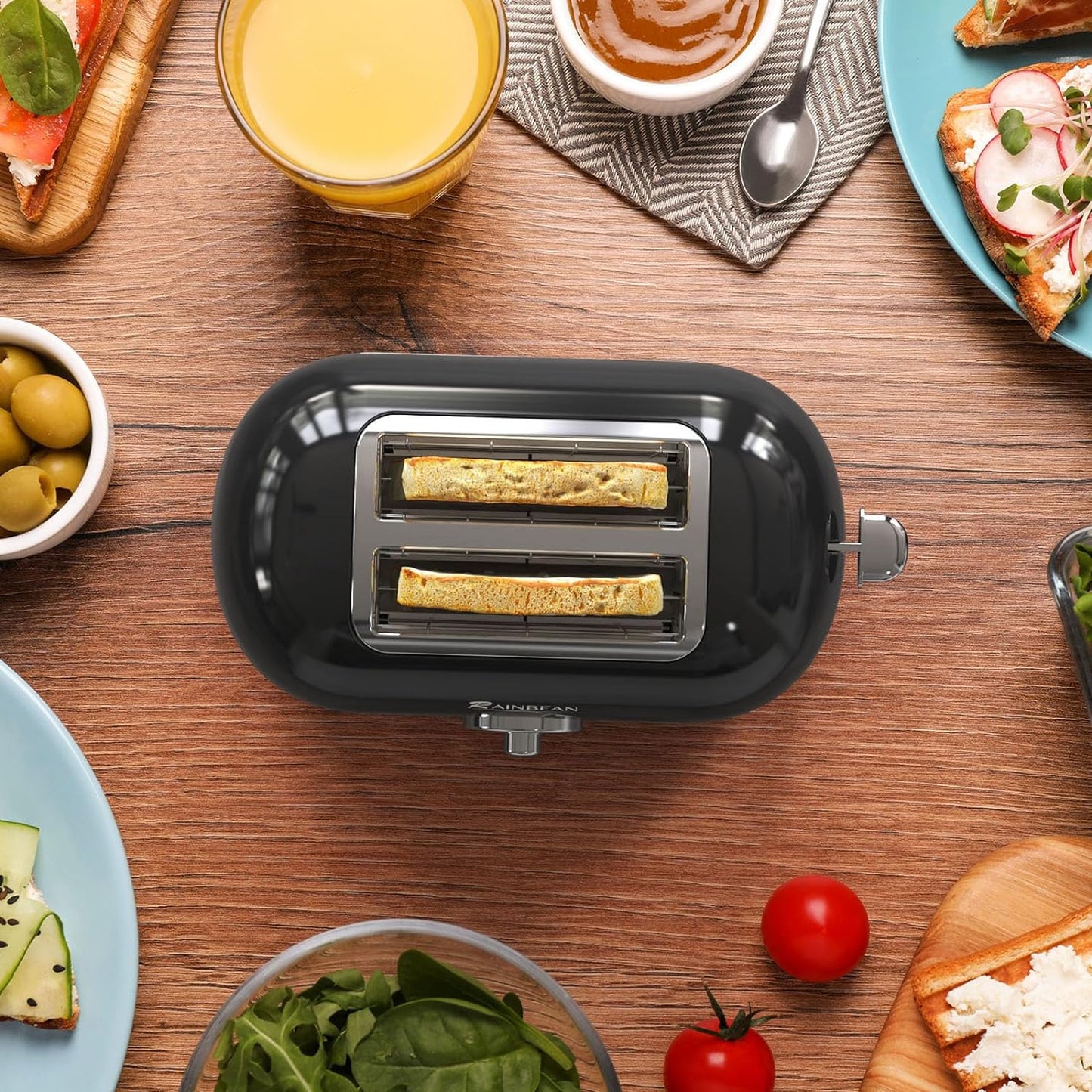 Toaster 2 Slice Retro Toaster Stainless Steel With 6 Bread Shade