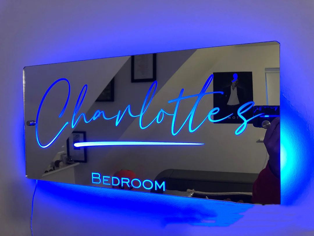 Personalized Name Mirror Light For Bedroom LED Light Up Mirror