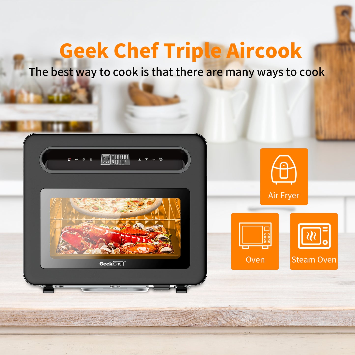 Air Fryer Toast Oven Combo Steam Convection Oven Countertop