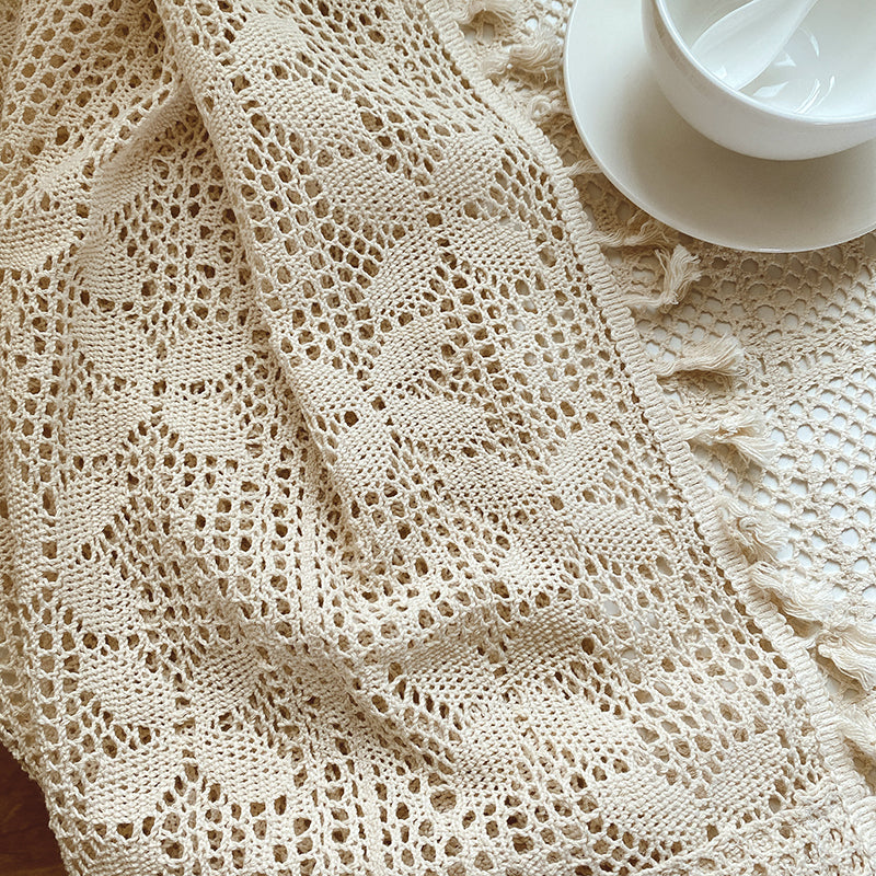 Cotton Linen Crochet Hollow Living Room Curtains