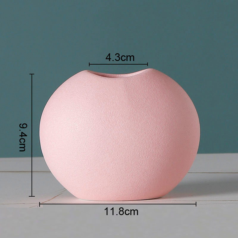 Simple Solid Color Ceramic Vases European Flower Arrangement Plant Pots
