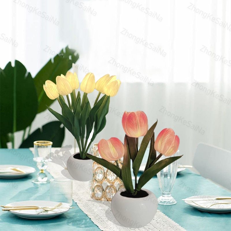 LED Tulip Night Light Simulation Flower Table Lamp LED Lights