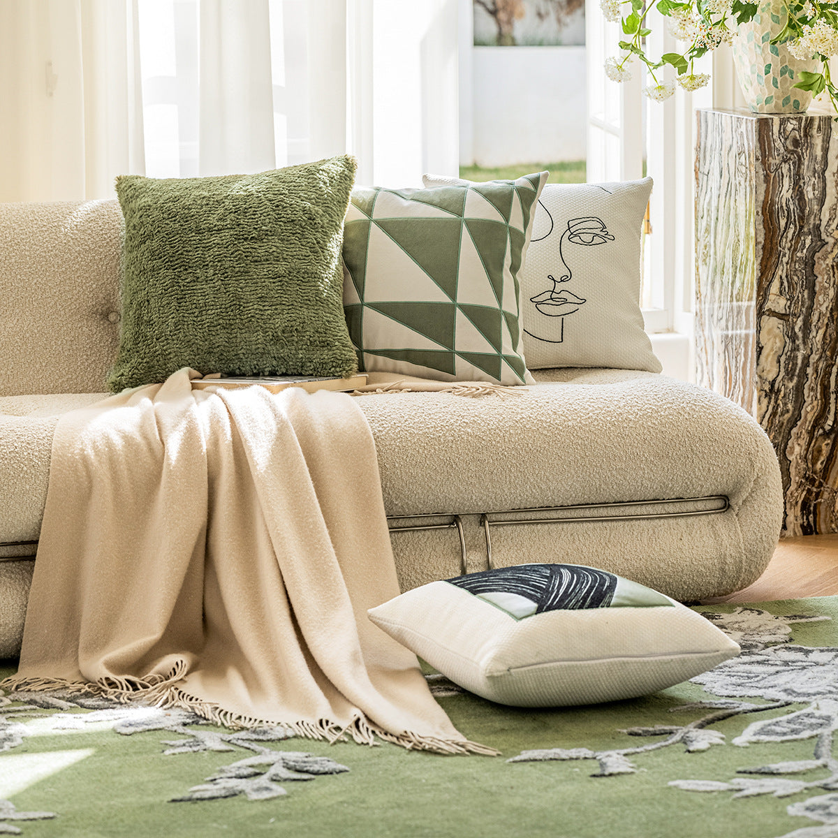 Green Pillow Bedside Cushion Nordic Sofa Pillow Cases