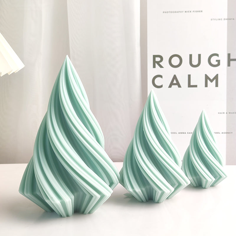 Large Rotary Cone Candle Mold DIY Christmas Tree Geometric Striped Soap