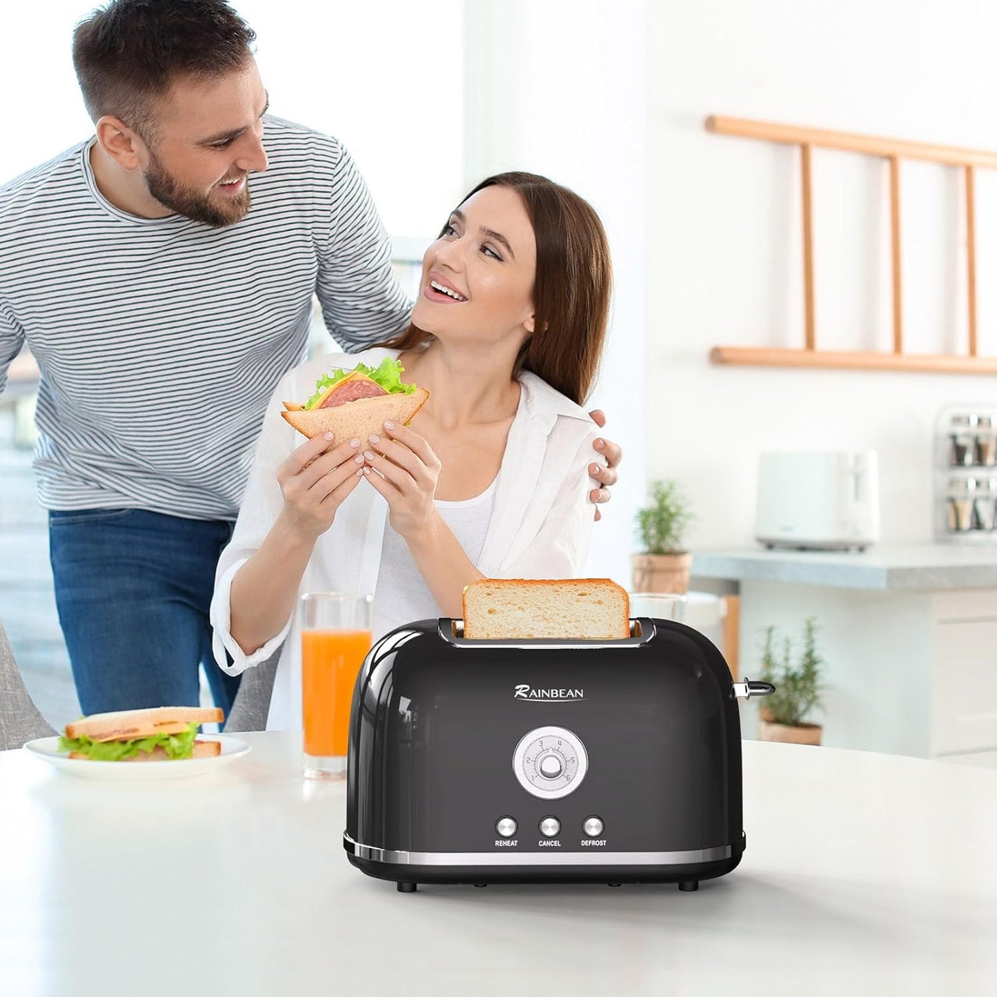 Toaster 2 Slice Retro Toaster Stainless Steel With 6 Bread Shade