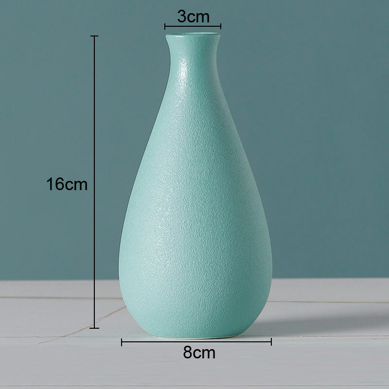 Simple Solid Color Ceramic Vases European Flower Arrangement Plant Pots