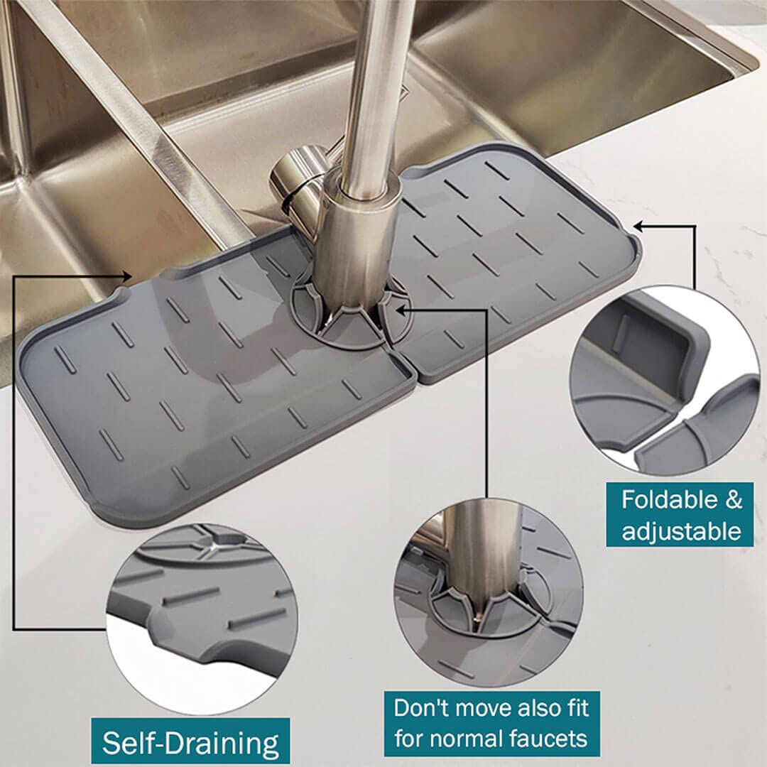 Kitchen Silicone Faucet Absorbent Mat Sink Splash Guard Faucet