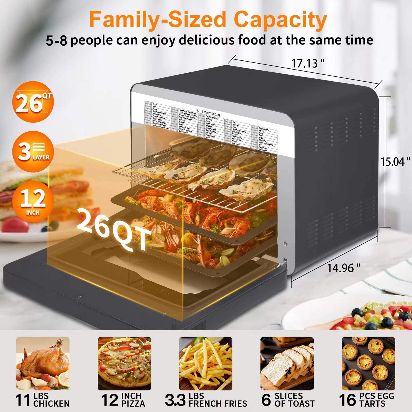 Air Fryer Toast Oven Combo Steam Convection Oven Countertop