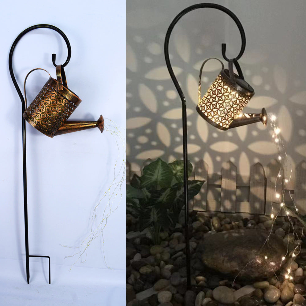Enchanted Watering Can Outdoor Solar Ornament Lamp
