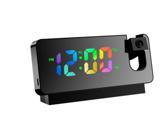 3D Projection Alarm Clock LED Mirror Clock Display With Snooze Function=