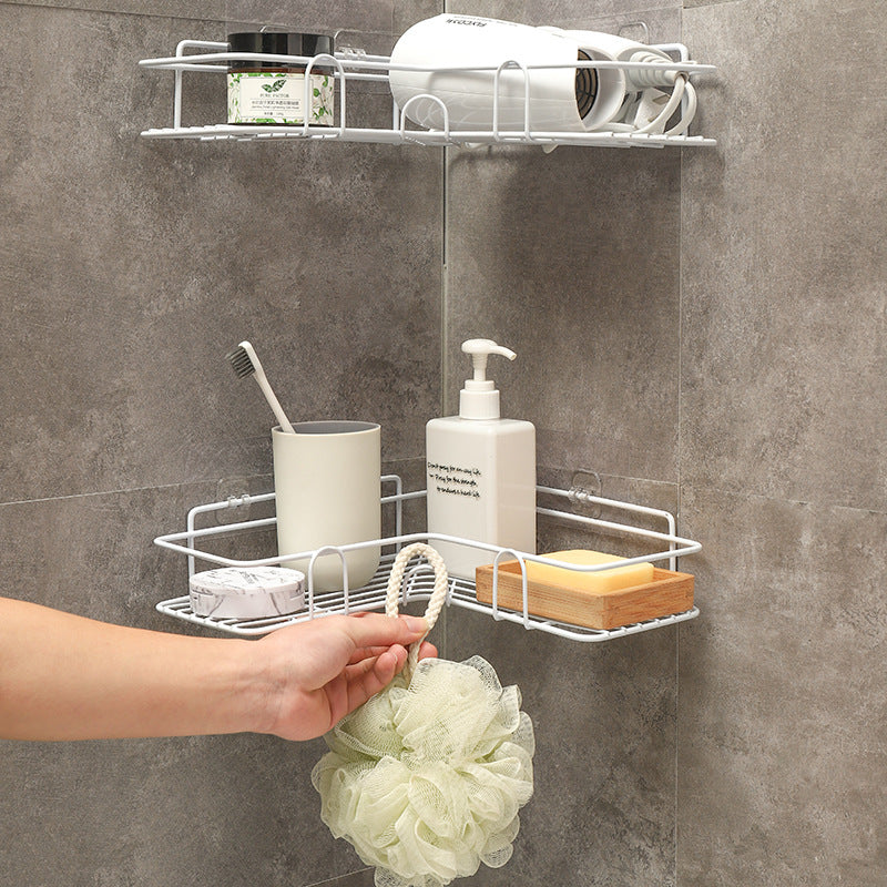 Bathroom Shelf Corner Frame Shower Wrought Iron Storage Rack Holder