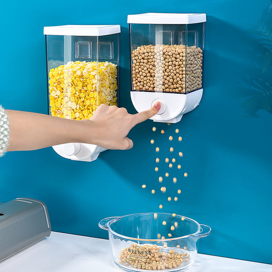 Kitchen Food Storage Easy Press Container Cereal Dispenser Wall Mounted