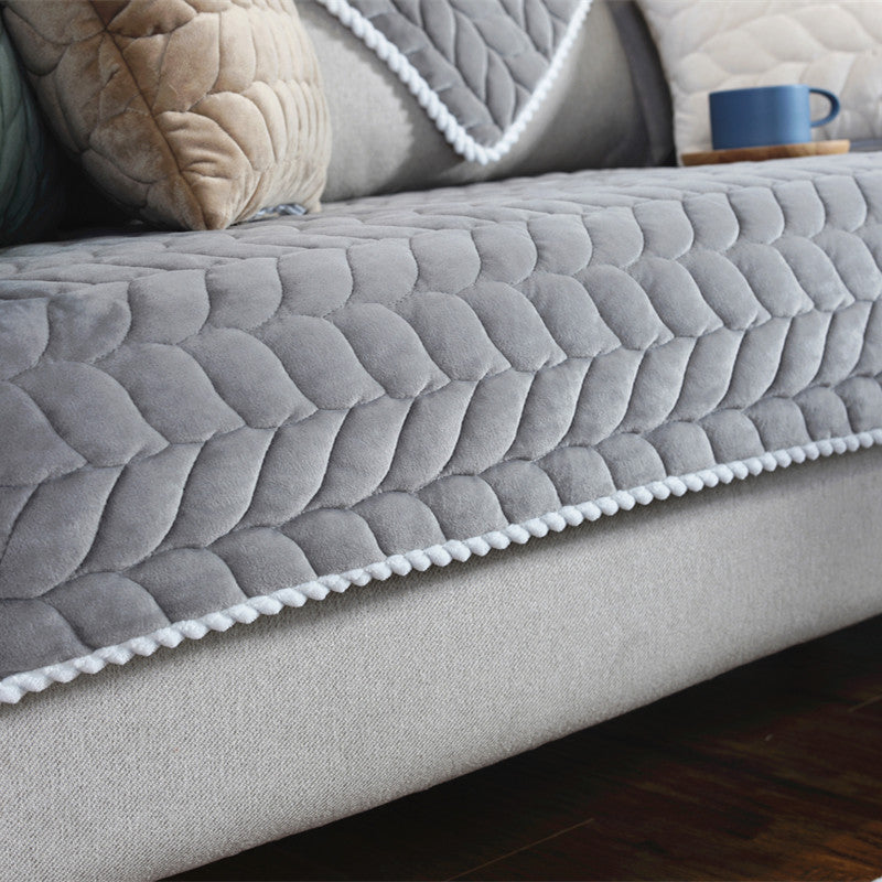 Thicken Plush Quilted Sofa Towel Universal Sectional Sofa Cover Anti-slip