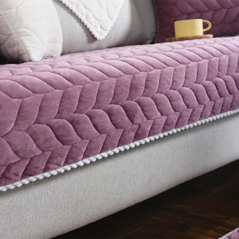 Thicken Plush Quilted Sofa Towel Universal Sectional Sofa Cover Anti-slip