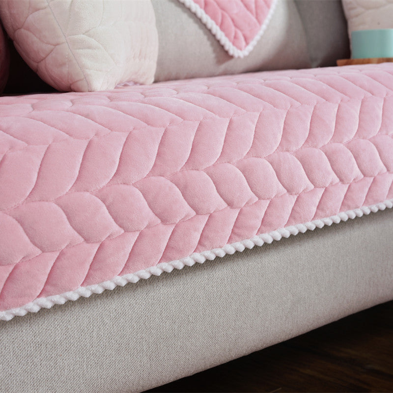 Thicken Plush Quilted Sofa Towel Universal Sectional Sofa Cover Anti-slip