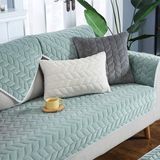 Thicken Plush Quilted Sofa Towel Universal Sectional Sofa Cover Anti-slip
