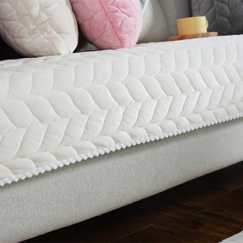 Thicken Plush Quilted Sofa Towel Universal Sectional Sofa Cover Anti-slip