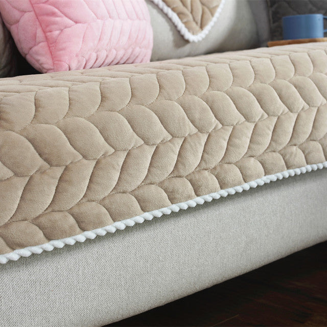 Thicken Plush Quilted Sofa Towel Universal Sectional Sofa Cover Anti-slip