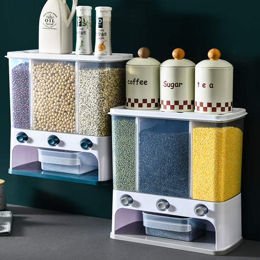 Food Storage Box Plastic Clear Container Wall-mounted Grain Storage