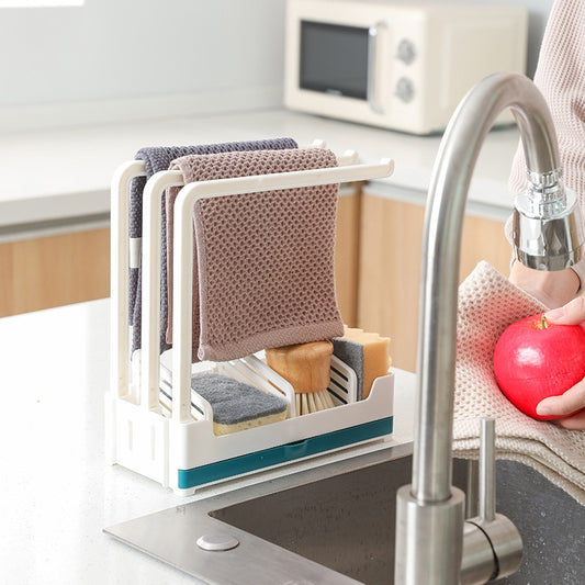 Drain Rack Sponge Storage Rack with Tray Perforation Wall Hanging