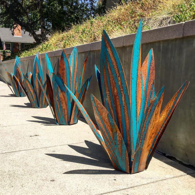 Metal Art 9 Leaves Tequila Rustic Sculpture Rust Garden Yard Art