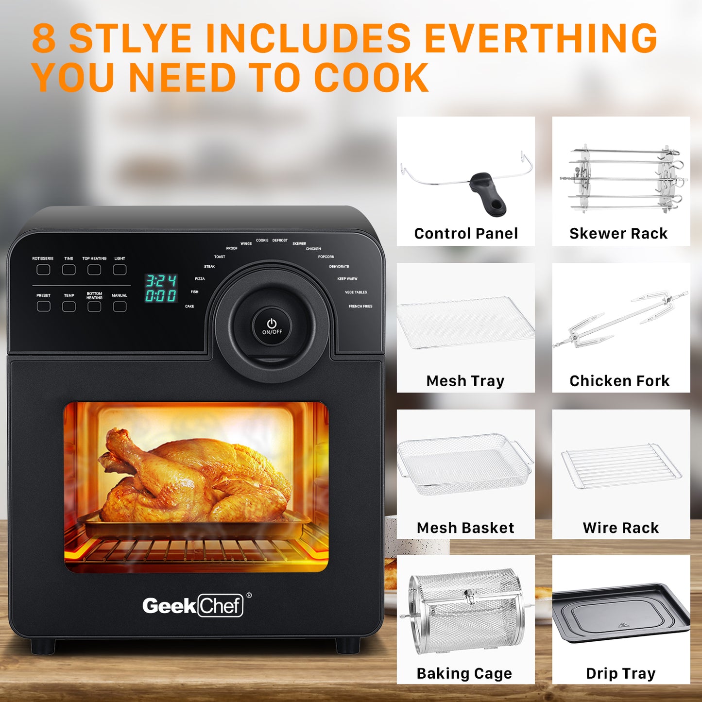 GRILL Reinigung Geek Chef Air Fryer Oven Toaster 4 Slice Toaster