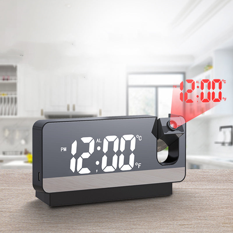 3D Projection Alarm Clock LED Mirror Clock Display With Snooze Function=