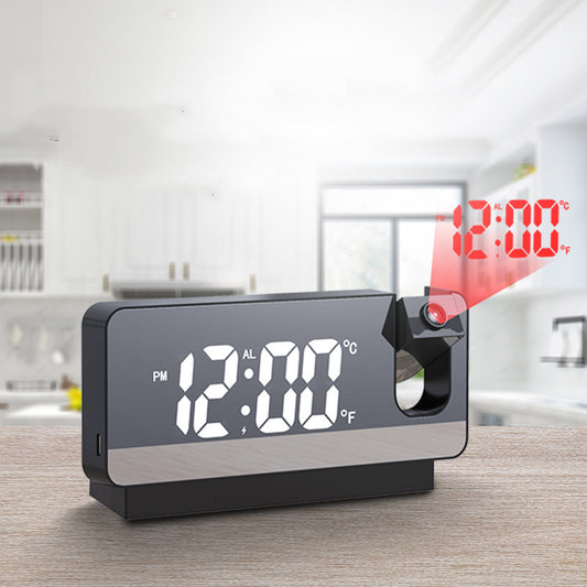 3D Projection Alarm Clock LED Mirror Clock Display With Snooze Function=