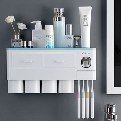 Non-marking Hanging Magnetic Toothbrush Holder Single Drawer