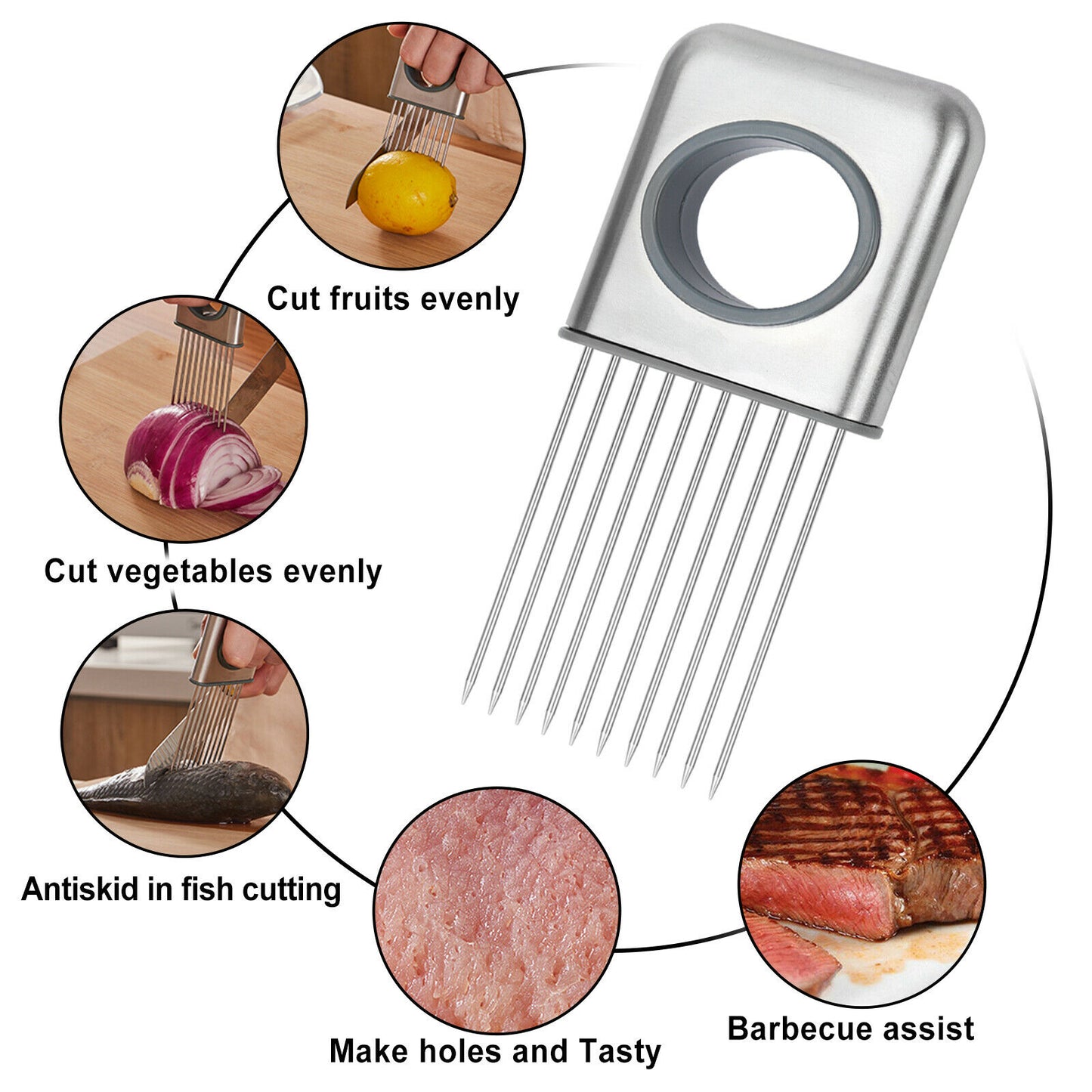 Onion Holder Slicer Vegetable tools Tomato Cutter Stainless Steel