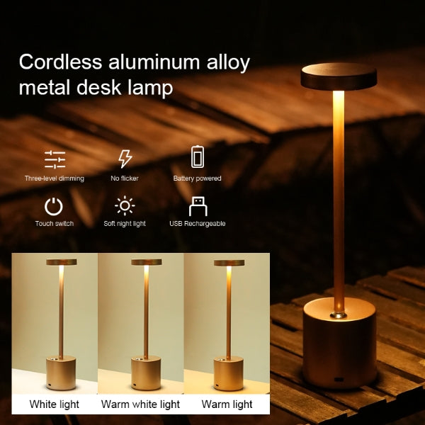 LED Aluminum Rechargeable Desk Lamp Touch Dimming Metal Table Lamps