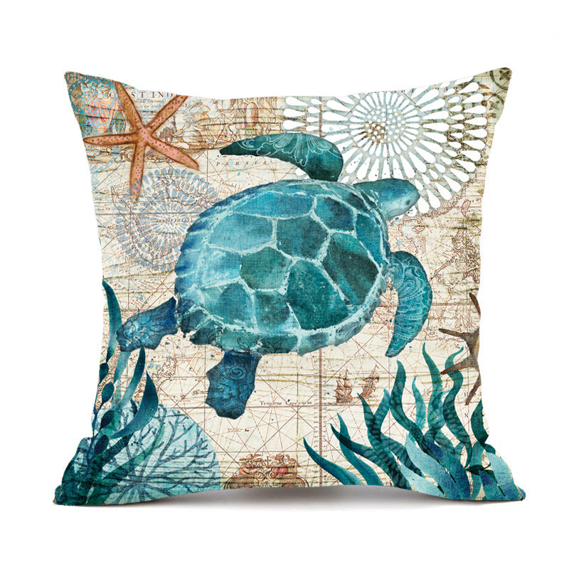 Cushion Covers Sea Turtle Printed Throw Pillow Cases For Home Decor